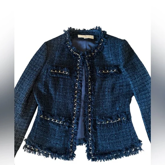 Boston Proper Parisian Tweed Blue Blazer - Picture 4 of 8